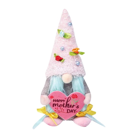 Mother's Day Faceless Gnome Plush Decoration with Love Heart, Handmade Tomte Nisse Stuffed Doll for Home Ornament, Gift for Women and Mom B#214 B