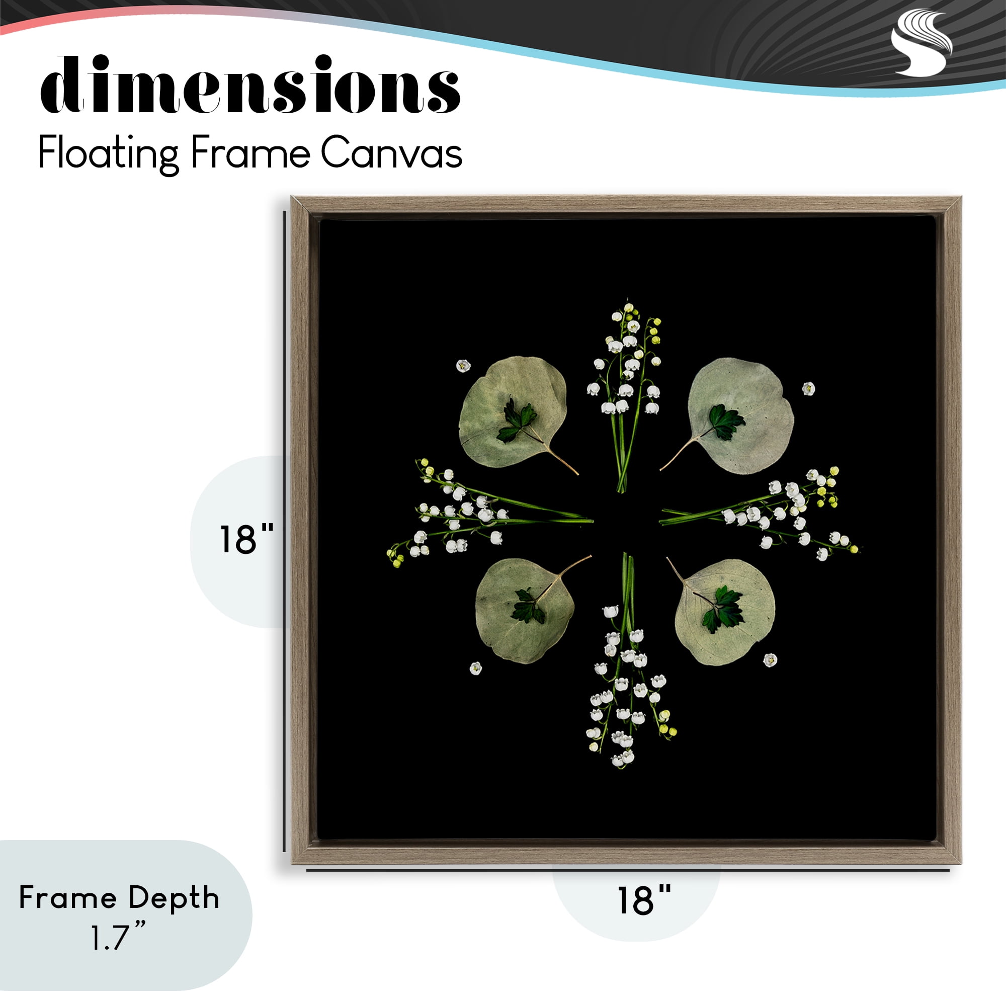 Stupell Industries Leaves & Wildflowers on Black Brown Framed Floater Canvas Wall Art, design by Beth Adoette