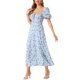 thumbnail image 4 of INSPIRE CHIC Vestido Maxi de Manga Abullonada con Cuello de Laço Floral para Mujeres en Azul Claro, 4 of 5