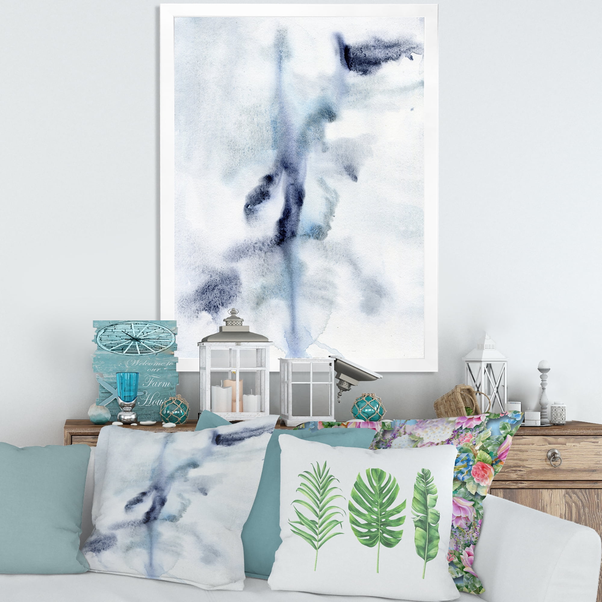 Designart 'Abstract Of Clouds Dark Blue Colored IV' Modern Framed Art Print