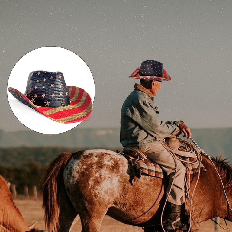 Unisex Straw Cowboy Hat, 4th of July Western Accessories for  display picture 3