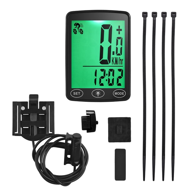 Waterproof Wired Cycling Computer with LED Backlight, Odometer, Speed Tracking, Calorie Counter, and Temperature Readout