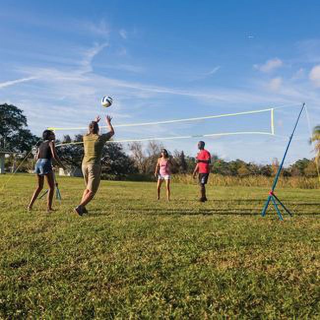 Beyond Outdoors Easy Setup 20 Ft Volleyball & Badminton Set, All Ages, Carrying Case, 20 ft