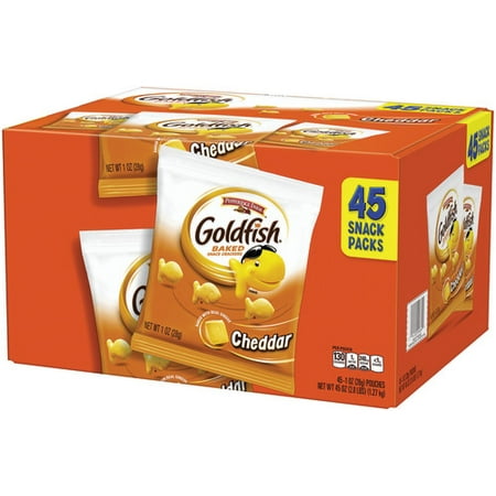 Pepperidge Farm Goldfish Cheddar Crackers, 45 oz. Multi-pack Box, 45-count 1 oz. Single-Serve Snack