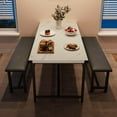thumbnail image 1 of BeesClover Dining Table with 2 Benches, Dining Room Table Set for 4, Kitchen Table with 2 Upholstered Benches Rectangular Space Saving for Apartment, Dining Room, Kitchen, 44.5 Inches Large, 1 of 8