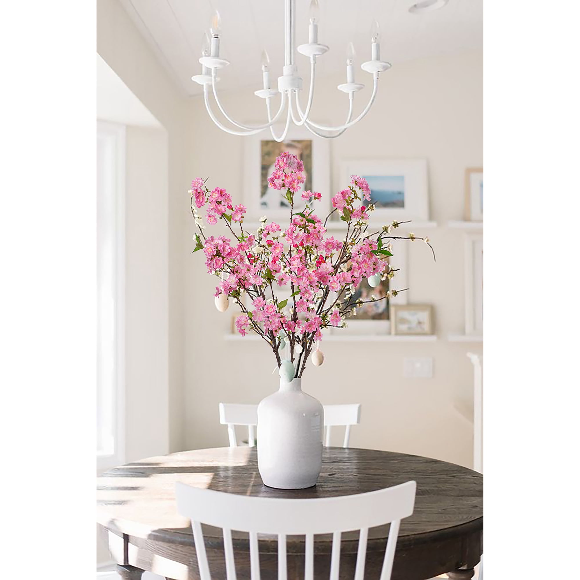 Briful 3 Pcs 39" Cherry Blossom Branches Long Stem Faux Cherry Flowers Peach Blossom Silk Flower Fake Spring Pink Flower Home Wedding Table Decor