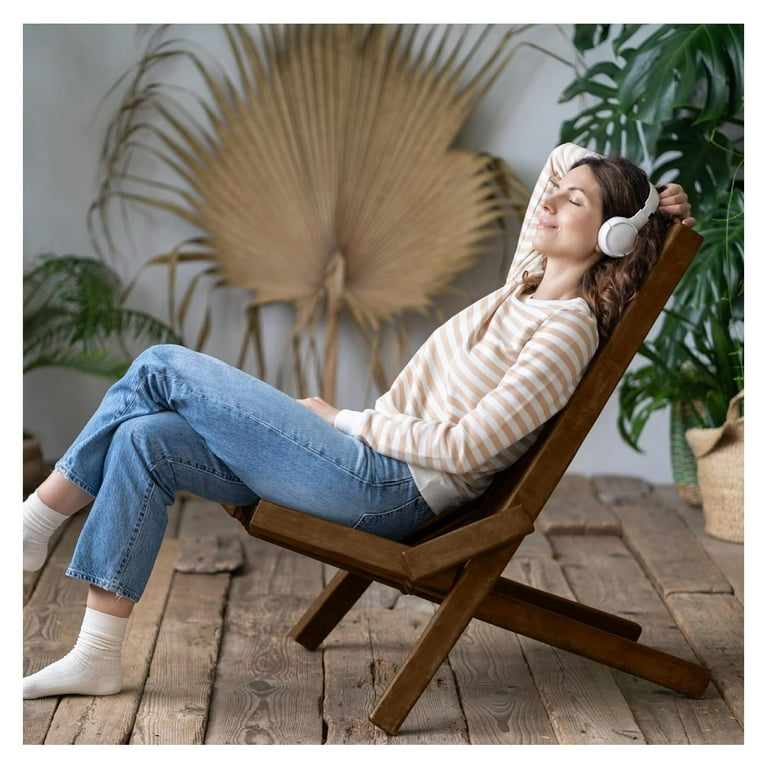 CLkPde Wooden Folding Chair for Outdoor Low Profile Acacia Wood Lounge Chair with FSC Certified Fully Assembled Outdoor Foldable Chairs for Patio