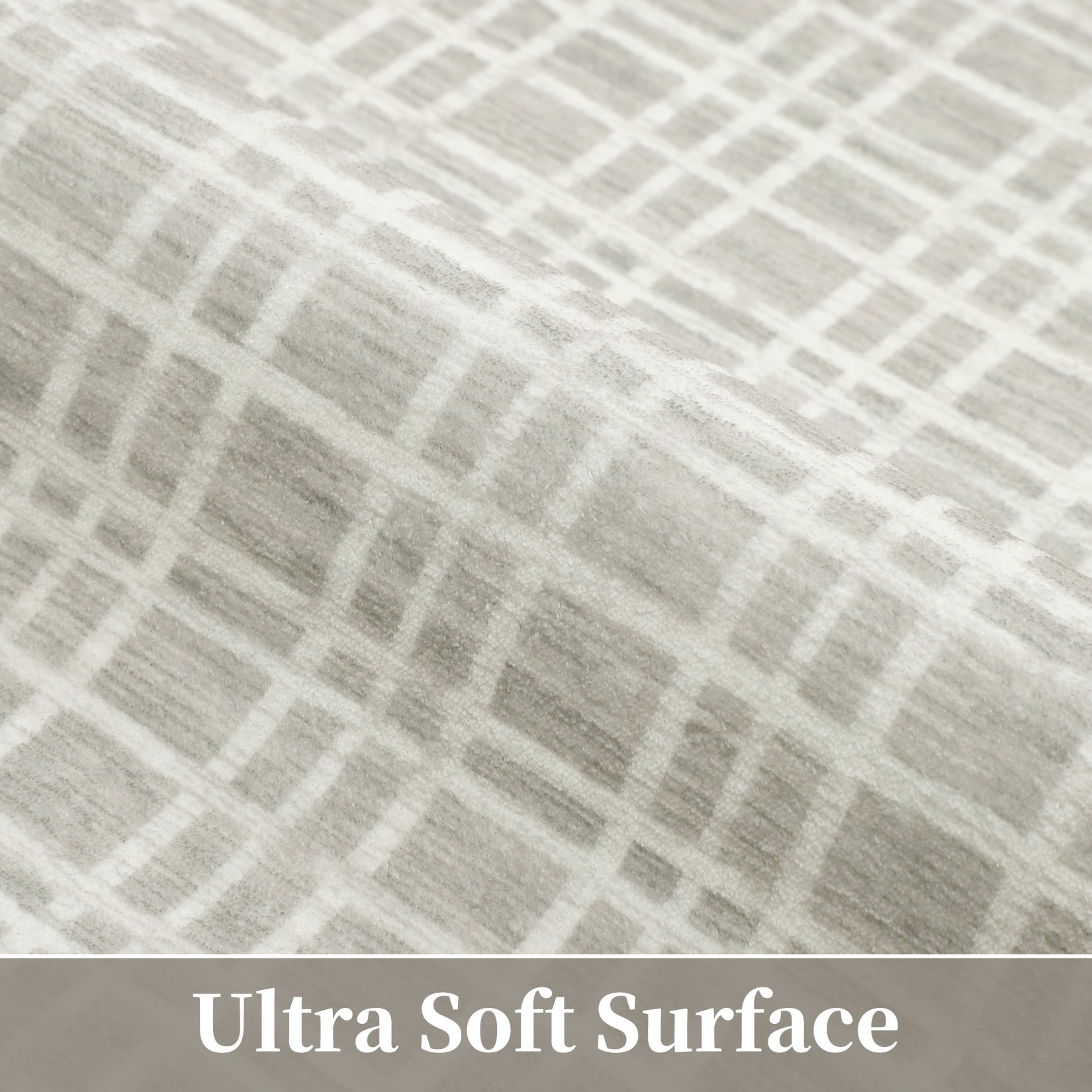 HOMERRY Area Rugs 8' x 10' Area Rug for Living Room Modern Plaid Washable Bedroom Non-Slip Carpet for Home Decor, Light Gray