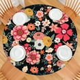 thumbnail image 2 of Boho Floral Print Round Tablecover with Elastic Hem 44 Inch Fits 38-42 Tables Easy Clean Surface Everyday Dining Events, 2 of 7