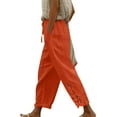 thumbnail image 4 of vigerkar 2025 Summer Women Casual Lightweight Drawstring Elastic Waist Pants with Pockets Orange, XXL, 4 of 7