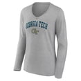 thumbnail image 2 of Women's Gray Georgia Tech Yellow Jackets Campus Long Sleeve V-Neck T-Shirt, 2 of 3