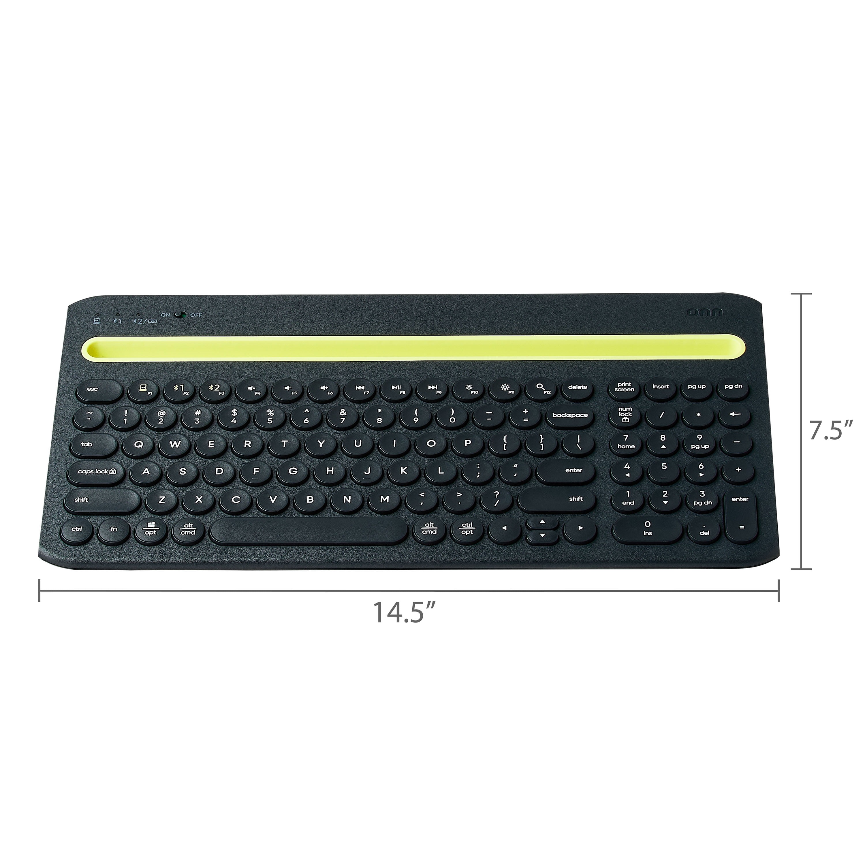 onn Set de teclado inalámbrico de tamaño completo y mouse de 3 botones, gris y amarillo 8