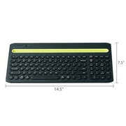 onn Multi-Device Wireless Full-Size Keyboard and 3-Button Mouse Set, Gray & Yellow