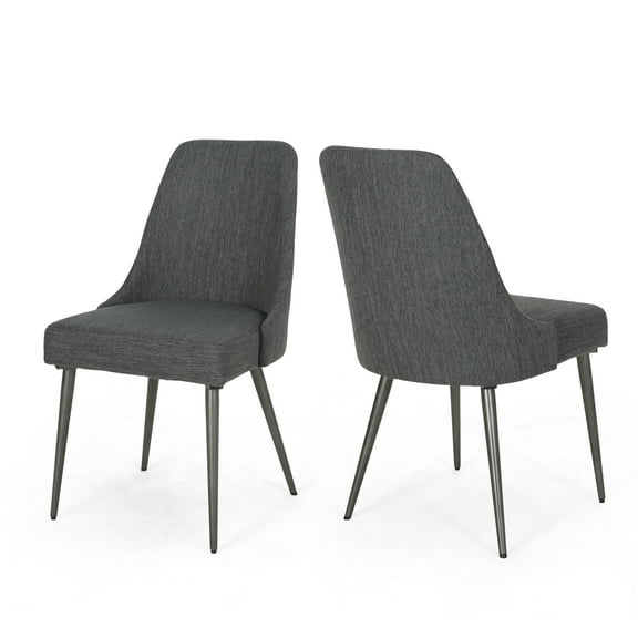 Noble House Hendrix Indoor Modern Fabric Dining Chairs, Set of 2, Charcoal