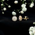 thumbnail image 3 of Rosec Jewels Round Moissanite Flower Stud Earrings with Halo (1.25 CT, D-VS1 Quality), 14K Yellow Gold, 3 of 6