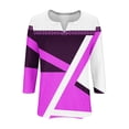 thumbnail image 4 of Jinhomg Trendy Tunic Tops for Women Casual Comfy 3/4 Sleeve Color Block Tshirts Fall Lightweight Vneck Pullovers Purple L, 4 of 6