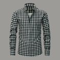 thumbnail image 2 of Men's Plaid Button Down Shirts Long Sleeve Casual Business Work Blouse Tops Regular Fit Gingham Shirts Dark Green L, 2 of 3