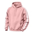thumbnail image 4 of Fengqque Men's Contrast Side Stripe Hooded Sweatshirt Long Sleeve Pullover Hoodie Loose Fit Casual Athletic Outerwear with Drawstring & Kangaroo Pocket Pink 2XL, 4 of 6