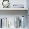 thumbnail image 4 of 2 Piece Scandi Ripple Vase Set, Crackle Glazed, Pale Blue and Gray, Artisan Crafted, Stoneware, 7.5 Inches, 4 of 6