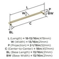 thumbnail image 5 of Amerock Ballard 18 inch (457mm) Center-to-Center Golden Champagne Appliance Pull, 5 of 6