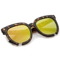 thumbnail image 4 of sunglassLA - Oversize Notch Detail Square Colored Mirror Flat Lens Horn Rimmed Sunglasses 54mm - 54mm, 4 of 4