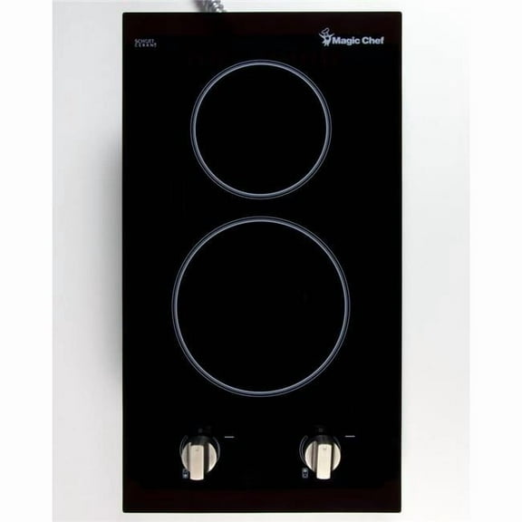 12 in. Radiant Electric Ceramic Glass Cooktop with 2 Elements, Black