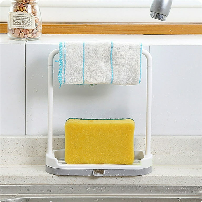 Fuleadture Sponge Holder for Sink, Large Kitchen Sink Caddy Organizer Dish  Rags Brush Scrubber Soap Dispenser Storage Rack, Bronze