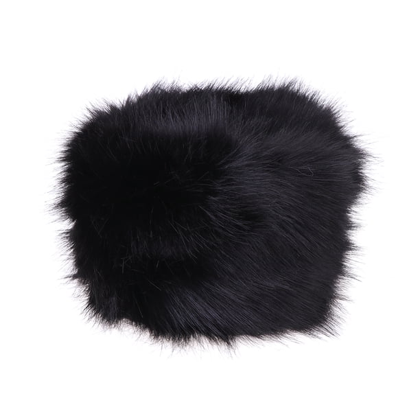 EeaseMX Gorro de piel sintética para invierno, cálido, a la moda, con orejeras de esquí esponjosas y para clima frío, para niñas y mujeres (negro)