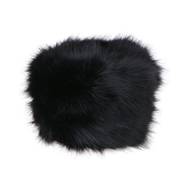 EeaseMX Gorro de piel sintética para invierno, cálido, a la moda, con orejeras de esquí esponjosas y para clima frío, para niñas y mujeres (negro)