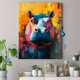 thumbnail image 4 of Qisvanset 12x16 Inch Vibrant Abstract Hippo Canvas Wall Art, Bold Color Animal Painting Decor for Living Office, 4 of 8