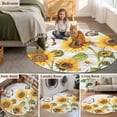 thumbnail image 5 of Yellow Sunflowers Round Area Rug 6Ft Washable Circle Rugs for Bathroom Office, Vintage Country Flowers Butterfly Wood Board Non-Slip Carpet Floor Mats Indoor Outdoor Carpet Runner Home Decor, 5 of 8