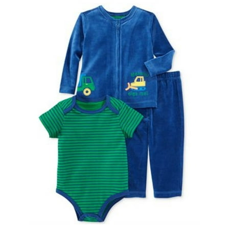 

First Impressions Infant Boy Blue Velour Dump Truck Pants Shirt Sweater 6-9m