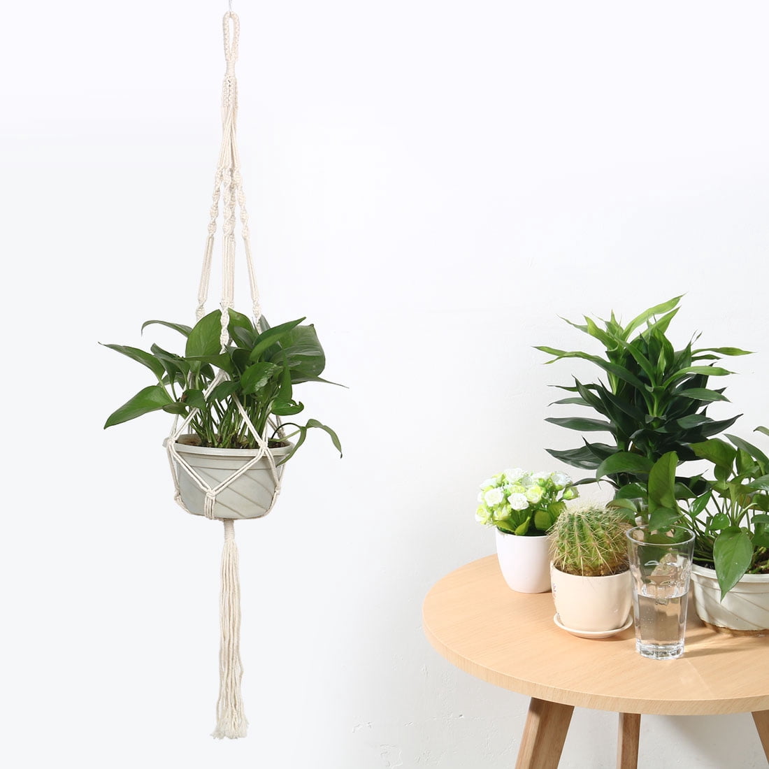 Unique Bargains Flower Pot Holder DIY Hanging Rope 39.4” Handmade