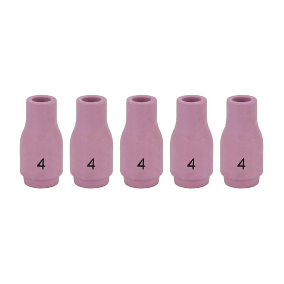 Alumina Nozzle Cups for TIG Welding Torches Series 9/20/25 with Standard Set-Up and 17/18/26 with Stubby Set-Up - Model: 13N08 - #4 (1/4") - (5 PACK)