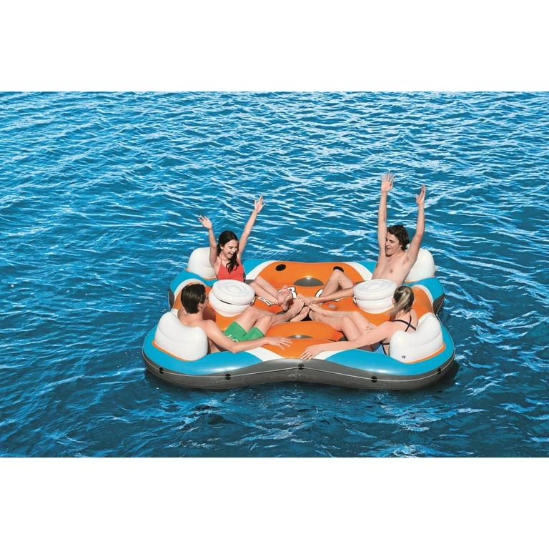 Bestway 101-Inch Rapid Rider 4-Person Floating Island Raft w/ Coolers |  43115E