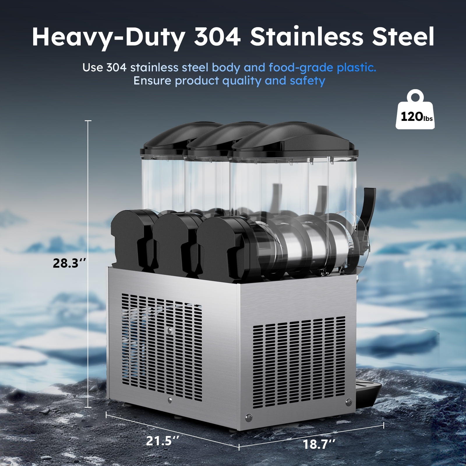 Commercial Slushy Machine, 3 Tank 45L Margarita Machine, Slush Frozen Drink Machine with Automatic Cleaning