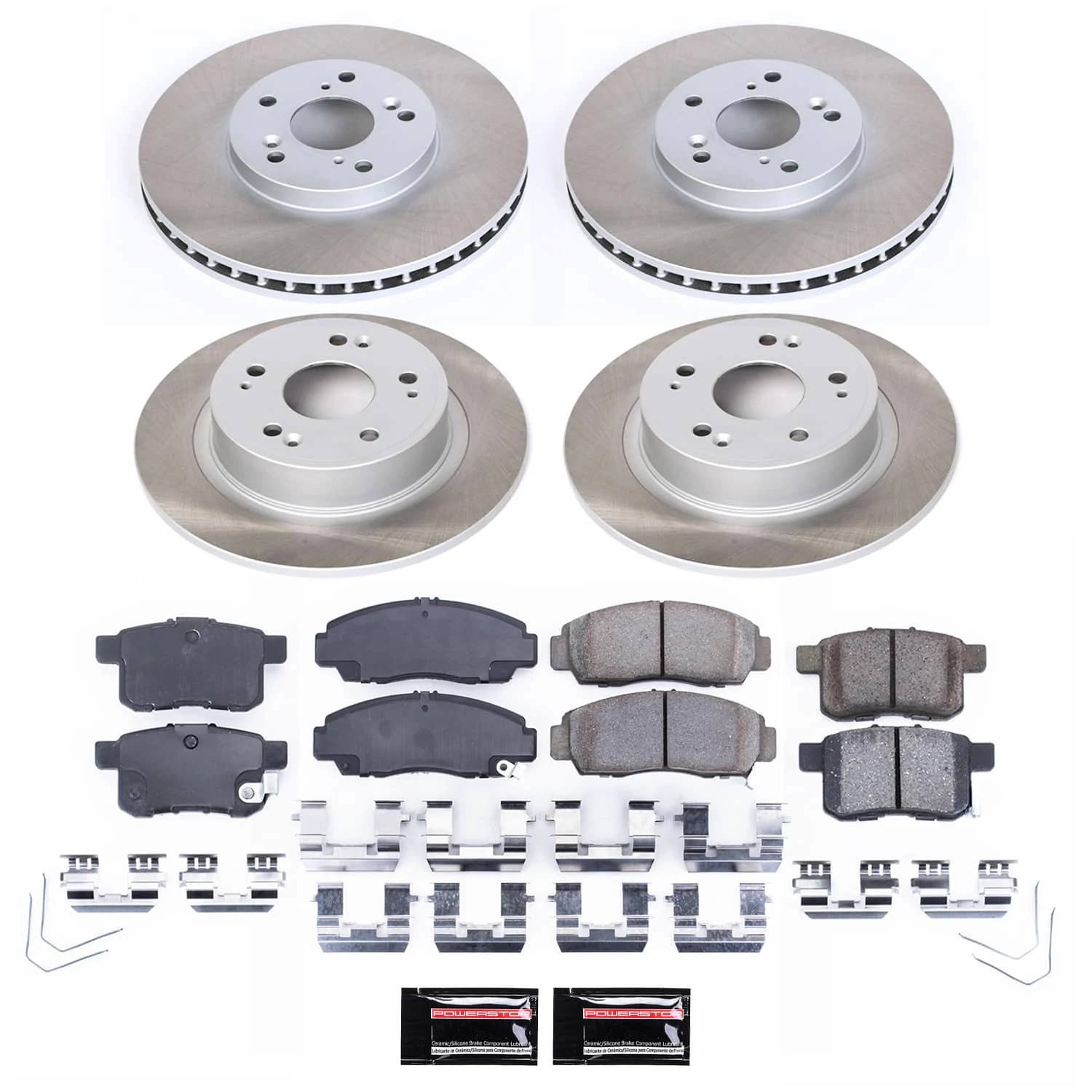 PowerStop Front and Rear Semi-Coated Rotor and Low-Dust Ceramic Brake Pad Kit SC5935