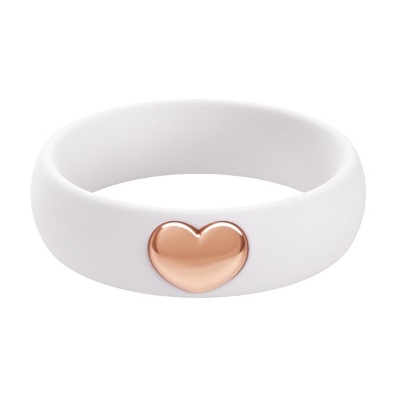 ThunderFit Silicone Rings for Women, Silicone Wedding Band with Heart, 5.5 mm Wide, 2mm Thick Rubber Engagement Rings