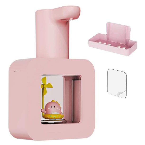 Dispensador de jabón automático, dispensador de jabón sin contacto con lindo gato con luz nocturna, dispensador de jabón para niños
