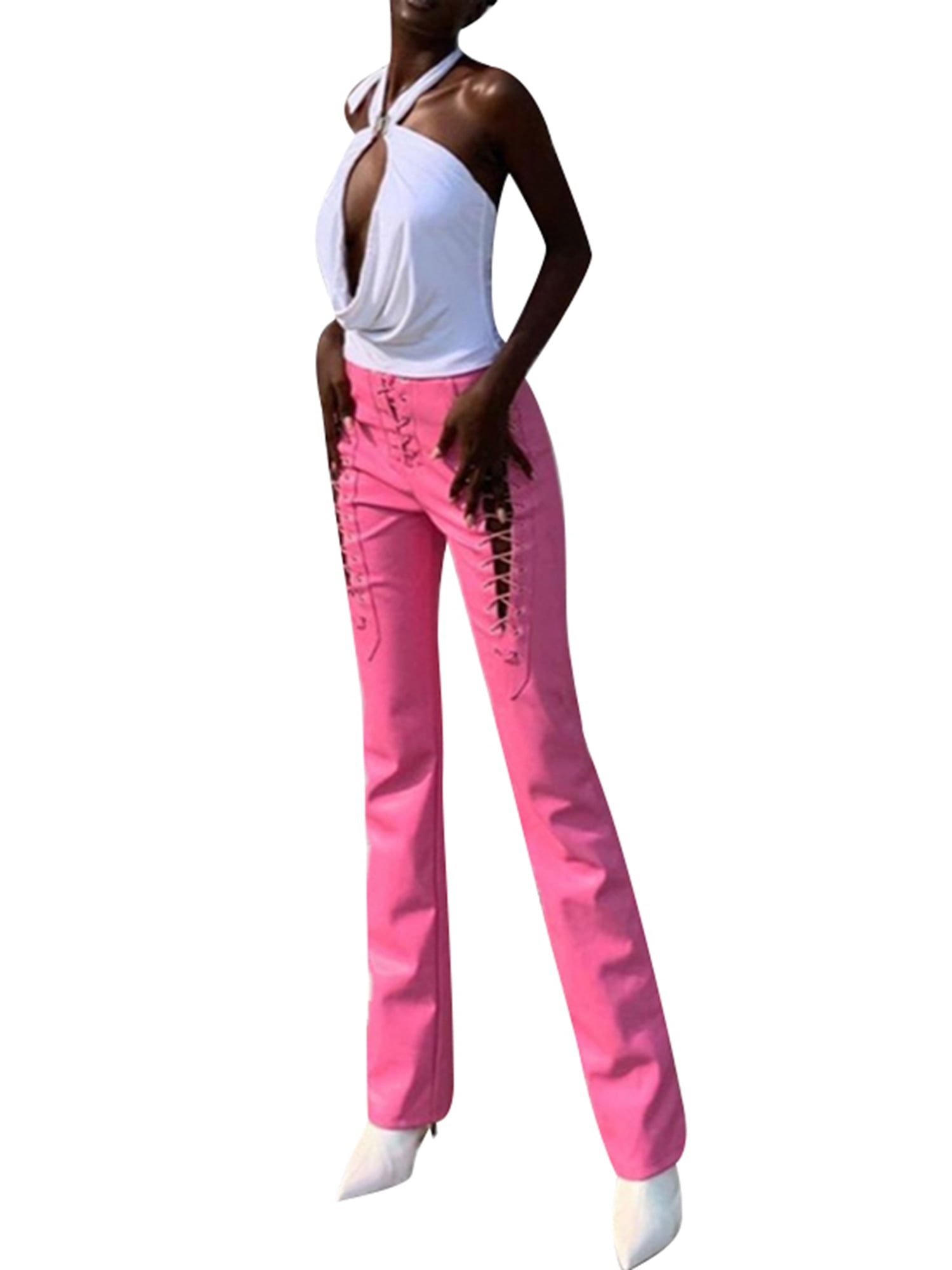 pink pleather pants