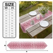 Happy Valentine's Day Table Runner Linen Burlap Table Runner 36 Inches Small Dispersion Pink Red Love Hearts Dresser Scarves for Kitchen Island Coffee Dining Room Party Holiday Decoration 13x36