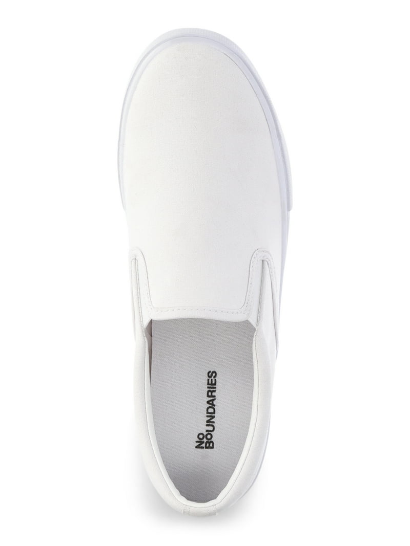 No Boundaries Women's Canvas Slip-On Sneakers with Wide Width and
