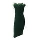 thumbnail image 4 of TRKIYQC Vestido ajustado para mujer sin tirantes$$ sin mangas$$ con adornos de plumas$$ color sólido$$ para fiesta de noche$$ vestidos a media pierna TRKIYQC moderno, 4 of 6