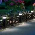 thumbnail image 2 of SUNJOY Garden Fence Solar Border Fencing with Waterproof LED Path Lights, Metal Lattice Fence Panel Outdoor Decorative Garden Fences(5PK), Brown, 2 of 18