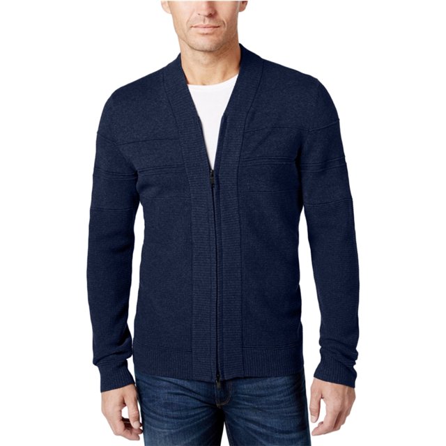 Suéter tipo cárdigan texturizado Alfani para hombre, azul, 2XLT