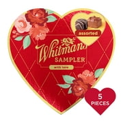 WHITMAN'S SAMPLER Valentine's Day Red Floral Heart Assorted Milk & Dark Chocolate Gift Box, 3.1 oz. (5 pieces)