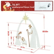 VEIKOUS 5ft Lighted Nativity Scene Christmas Decor Outdoor w/ 150 LED Lights, Holy Family Holiday Yard Decor Set ,White