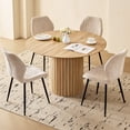thumbnail image 6 of 47" Round Dining Table Set of 4, Natural Wood Kitchen Table with 4 Beige Boucle Dining Chairs, 6 of 7