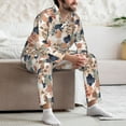 thumbnail image 7 of Fuzoiu Watercolor Plants Print Men's Long-Sleeved Pajama,Lounge Button Down Nightwear,Mens Notch Collar Pajama Set -Small, 7 of 7