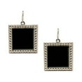 thumbnail image 2 of 1928 Jewelry Silver Tone Black Onyx Gemstone Square Drop Earrings, 2 of 4